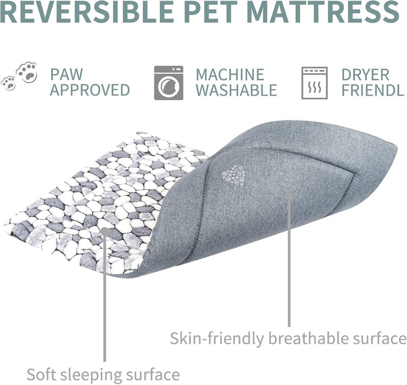 VANKEAN Dog Crate Pad Bed Mat Reversible (Warm& Cool), Soft Pet Sleeping Mat Dog Bed for Crate Suitable for Small to XX-Large Dogs and Cats, Machine Washable Crate Beds, Grey Stone Pattern - Image 4